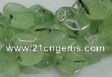 CRU130 15.5 inches 11*13mm faceted freeform green rutilated quartz beads