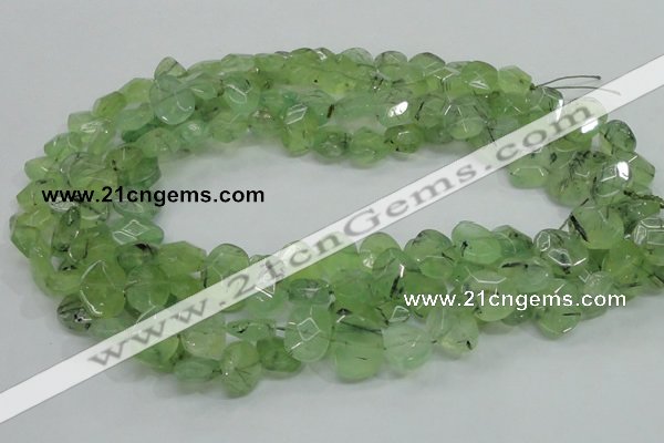 CRU130 15.5 inches 11*13mm faceted freeform green rutilated quartz beads