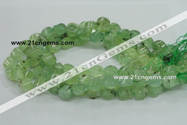 CRU131 15.5 inches 10*15mm twisted green rutilated quartz beads