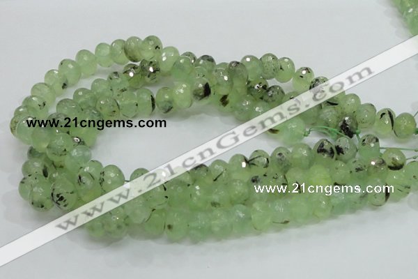 CRU132 15.5 inches 10*14mm faceted rondelle green rutilated quartz beads