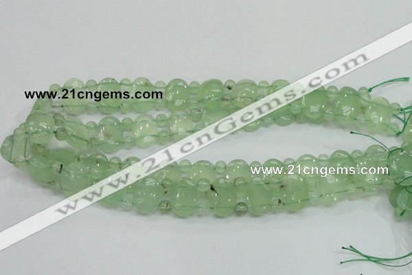 CRU135 13*18mm oval & round double drilled green rutilated quartz beads