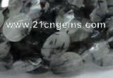 CRU14 15.5 inches 11*14mm faceted oval black rutilated quartz beads