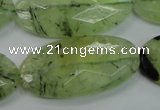 CRU141 15.5 inches 20*40mm faceted oval green rutilated quartz beads