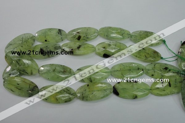 CRU141 15.5 inches 20*40mm faceted oval green rutilated quartz beads