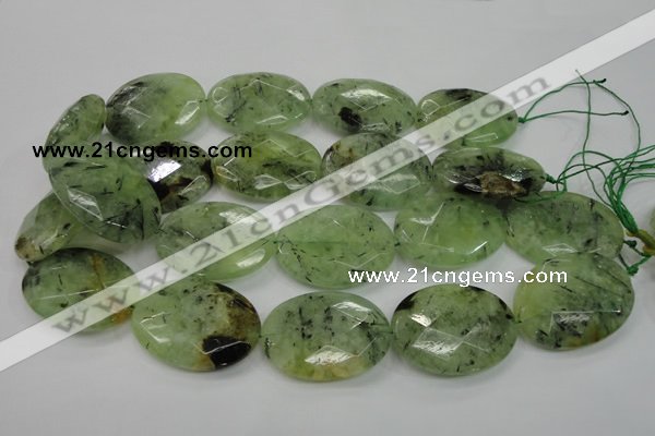 CRU142 15.5 inches 30*40mm faceted oval green rutilated quartz beads