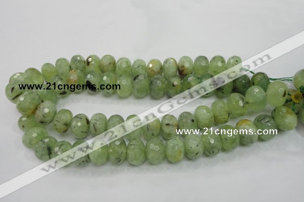 CRU143 15.5 inches 13*18mm faceted rondelle green rutilated quartz beads