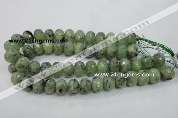 CRU144 15.5 inches 15*20mm faceted rondelle green rutilated quartz beads