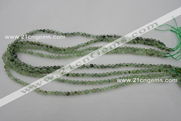 CRU145 15.5 inches 4mm round green rutilated quartz beads