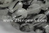 CRU15 15.5 inches 12*16mm faceted oval black rutilated quartz beads