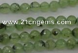 CRU152 15.5 inches 8mm faceted round green rutilated quartz beads