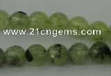CRU153 15.5 inches 10mm faceted round green rutilated quartz beads