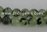 CRU155 15.5 inches 10mm faceted round green rutilated quartz beads