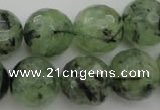 CRU158 15.5 inches 16mm faceted round green rutilated quartz beads