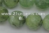 CRU159 15.5 inches 18mm faceted round green rutilated quartz beads