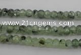 CRU161 15.5 inches 4*6mm faceted rondelle green rutilated quartz beads