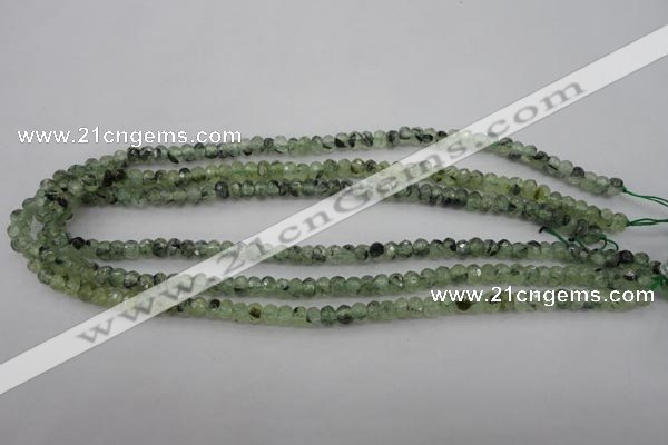 CRU161 15.5 inches 4*6mm faceted rondelle green rutilated quartz beads