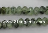 CRU162 15.5 inches 6*10mm faceted rondelle green rutilated quartz beads