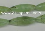 CRU167 15.5 inches 10*30mm faceted rice green rutilated quartz beads