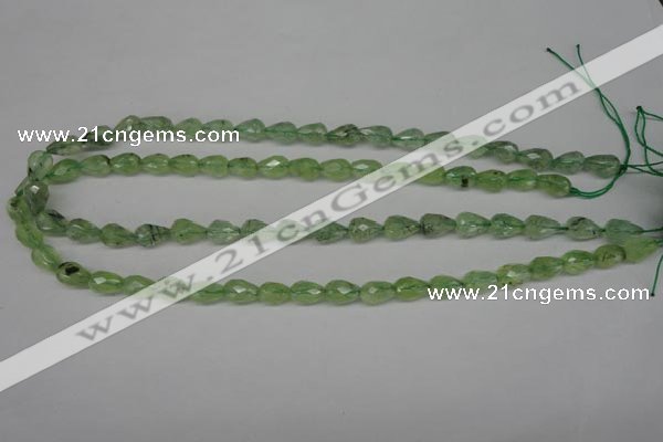 CRU171 15.5 inches 7*10mm faceted teardrop green rutilated quartz beads