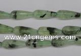 CRU172 15.5 inches 6*16mm faceted teardrop green rutilated quartz beads