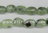 CRU178 8*10mm – 10*14mm faceted nuggets green rutilated quartz beads