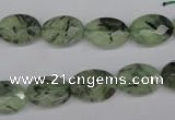 CRU188 15.5 inches 10*14mm faceted oval green rutilated quartz beads