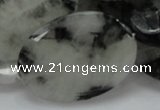 CRU19 15.5 inches 22*30mm faceted oval black rutilated quartz beads