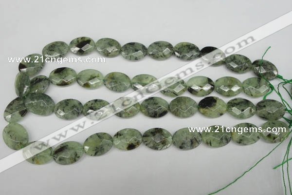 CRU190 15.5 inches 15*20mm faceted oval green rutilated quartz beads