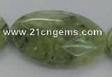 CRU192 15.5 inches 30*50mm faceted oval green rutilated quartz beads