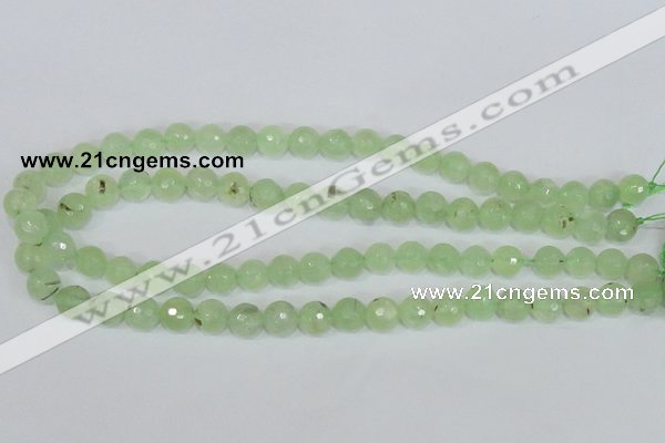 CRU201 15.5 inches 8mm faceted round green rutilated quartz beads