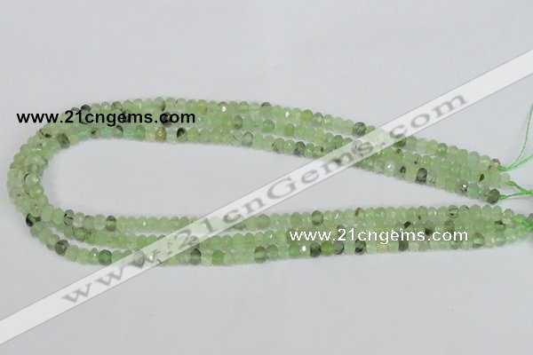 CRU205 15.5 inches 4*6mm faceted rondelle green rutilated quartz beads