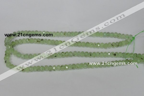 CRU206 15.5 inches 5*8mm faceted rondelle green rutilated quartz beads