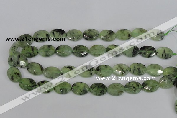 CRU208 15.5 inches 15*20mm faceted oval green rutilated quartz beads