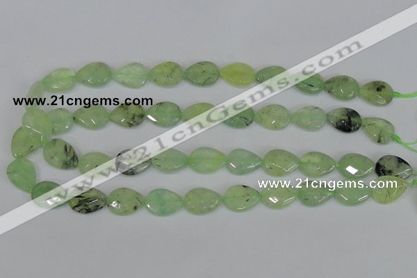 CRU209 13*18mm faceted flat teardrop green rutilated quartz beads