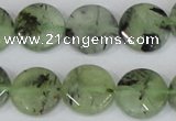 CRU211 15 inches 16mm faceted coin green rutilated quartz beads