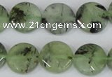 CRU211 15 inches 16mm faceted coin green rutilated quartz beads