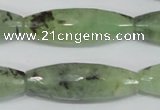 CRU214 15 inches 12*36mm faceted rice green rutilated quartz beads