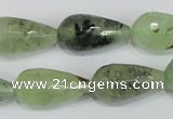 CRU215 15 inches 12*22mm faceted teardrop green rutilated quartz beads