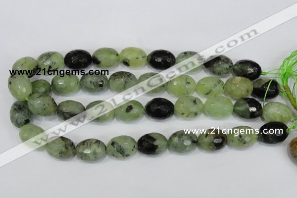 CRU216 15 inches 15*20mm faceted egg shape green rutilated quartz beads