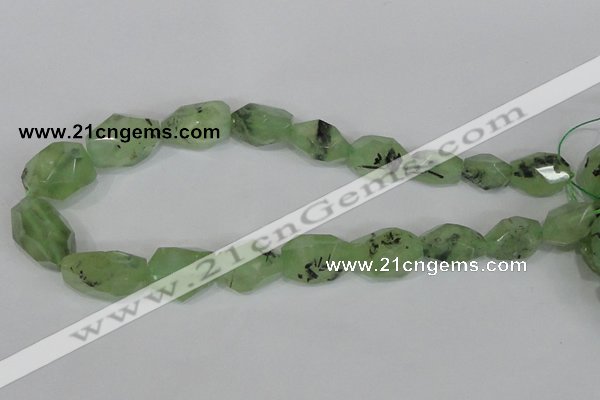 CRU217 12*20mm – 18*25 faceted nuggets green rutilated quartz beads