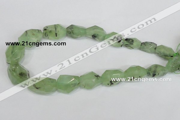 CRU218 15*20mm – 18*25 faceted nuggets green rutilated quartz beads