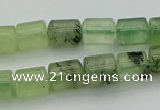 CRU225 15.5 inches 9*11mm tube green rutilated quartz beads