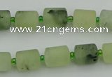 CRU231 15.5 inches 9*11mm tube matte green rutilated quartz beads