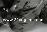 CRU24 15.5 inches 30*40mm faceted freeform black rutilated quartz beads