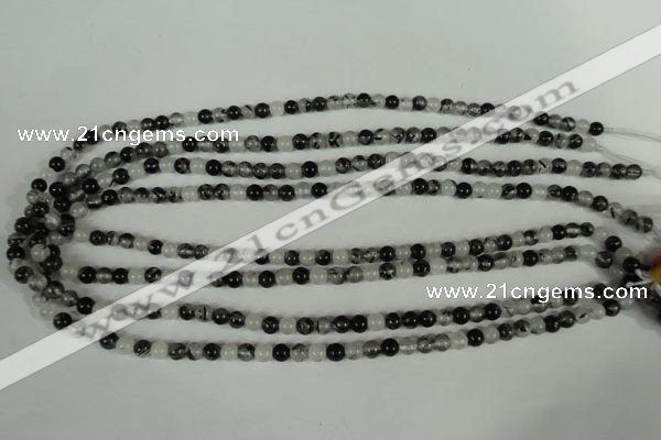 CRU301 15.5 inches 5mm round black rutilated quartz beads