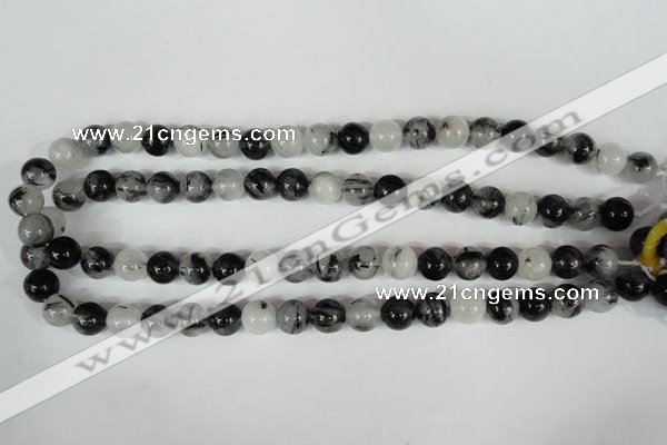 CRU304 15.5 inches 10mm round black rutilated quartz beads