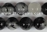 CRU307 15.5 inches 16mm round black rutilated quartz beads