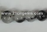 CRU321 15.5 inches 8mm - 16mm round black rutilated quartz beads