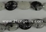 CRU331 15.5 inches 10*14mm oval black rutilated quartz beads