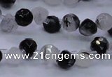 CRU345 Top drilled 7*7mm faceted teardrop black rutilated quartz beads
